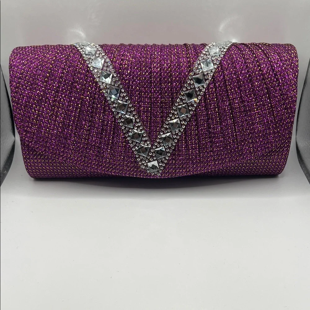 684. Elegant Purple Clutch with Silver Accents